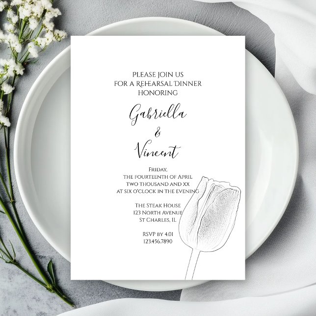 Invitación a la cena de Boda de boceto Tulip Sketc (Subido por el creador)