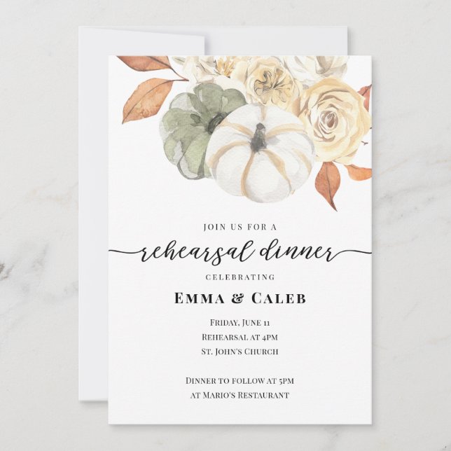 Invitación a la cena de Boda de calabaza de otoño (Anverso)