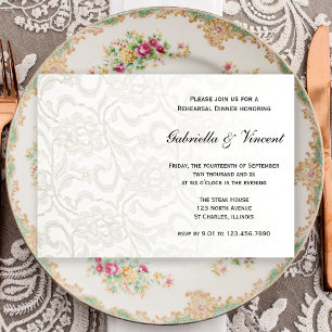 Invitación a la cena de Boda de encaje blanco