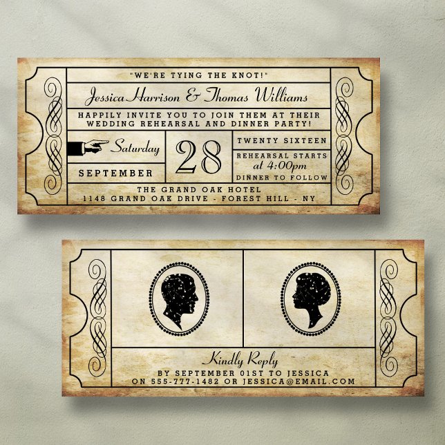 Invitación a la cena de Boda de entradas antiguas (Subido por el creador)