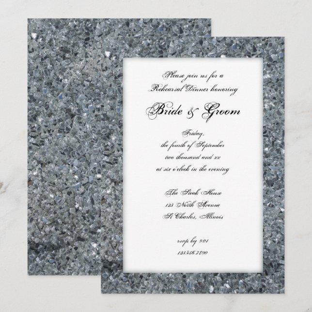Invitación a la cena de Boda de esparkle de Faux (Anverso / Reverso)