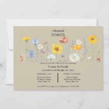 Invitación a la cena de boda de flores silvestres