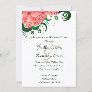 Invitación a la cena de Boda de Hibiscus rosado