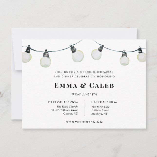 Invitación a la cena de Boda de las luces de caden (Anverso)