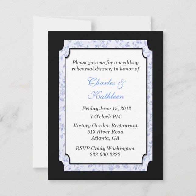 Invitación a la cena de Boda de moda (Anverso)