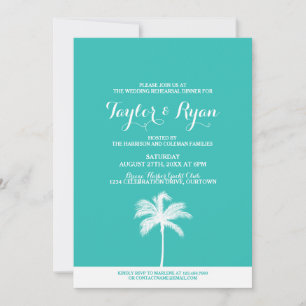 Invitación a la cena de Boda de Palm Tree Aqua