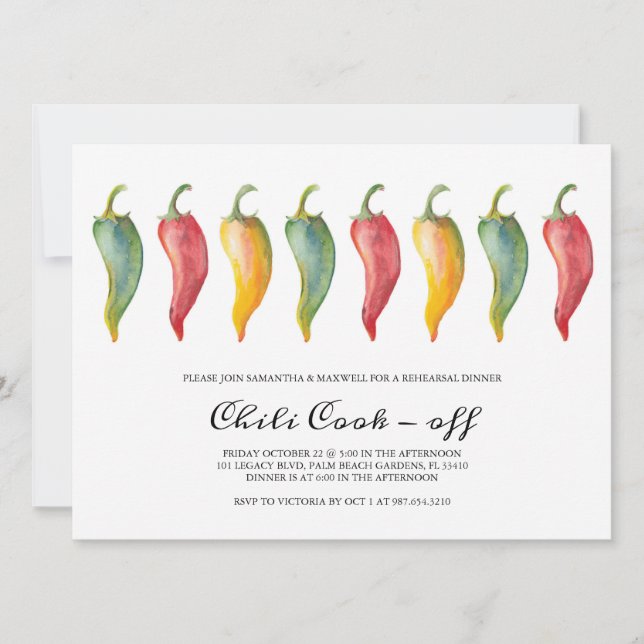 Invitación a la cena de Boda de Pepper Chili (Anverso)