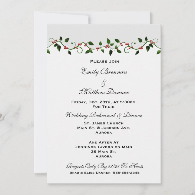 Invitación a la cena de Boda de vacaciones (Anverso)