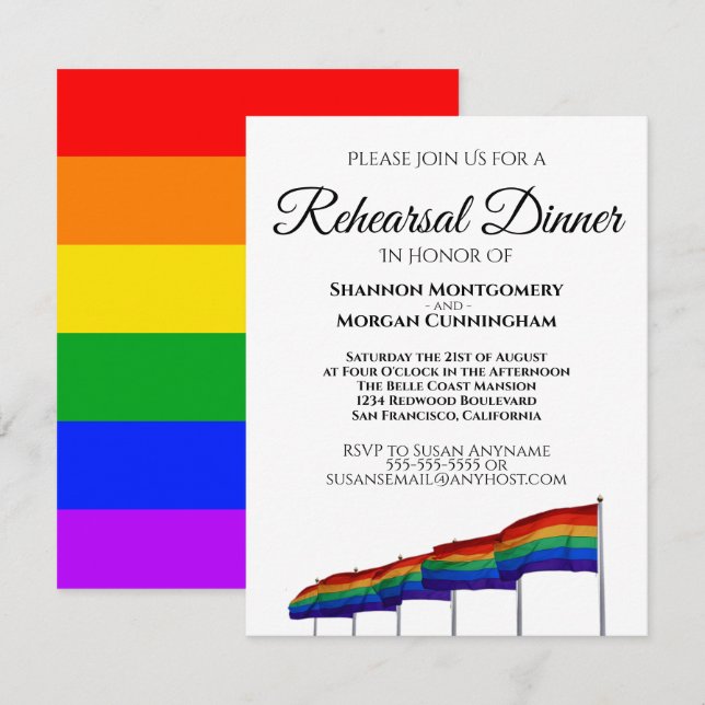 Invitación a la cena de Boda del Orgullo Gay (Anverso / Reverso)