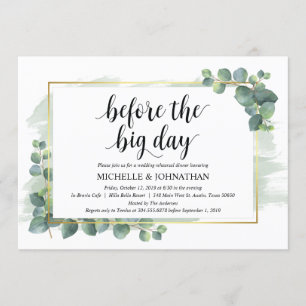 Invitación a la cena de Boda Eucalyptus