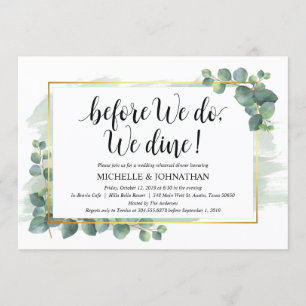 Invitación a la cena de Boda Eucalyptus