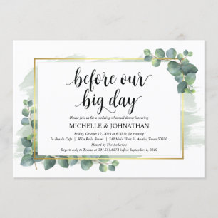 Invitación a la cena de Boda Eucalyptus