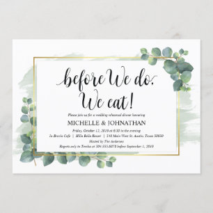Invitación a la cena de Boda Eucalyptus