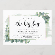 Invitación a la cena de Boda Eucalyptus