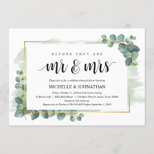 Invitación a la cena de Boda Eucalyptus