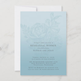 Invitación a la cena de Boda floral azul
