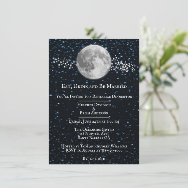 Invitación a la cena de Boda lunar (Anverso de pie)