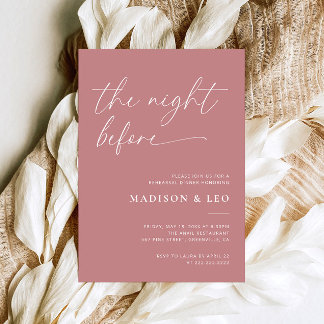 Invitación a la cena de Boda rosado polvoriento