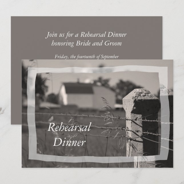 Invitación a la cena de Boda rural (Anverso / Reverso)