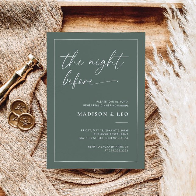 Invitación a la cena de Boda verde sabio (Subido por el creador)