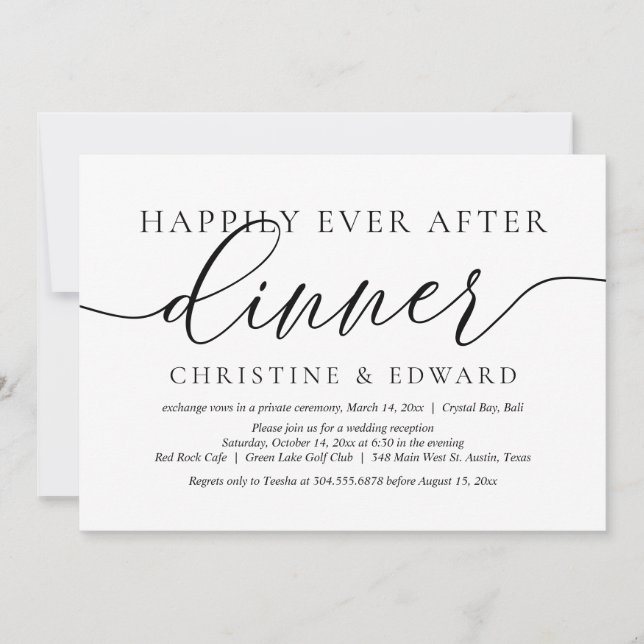 Invitación a la cena de bodas clandestinas, feliz  (Anverso)
