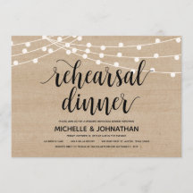 Invitación a la cena de bodas con luces de cuerda