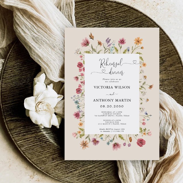 Invitación a la cena de Boho Wildflowers (Subido por el creador)