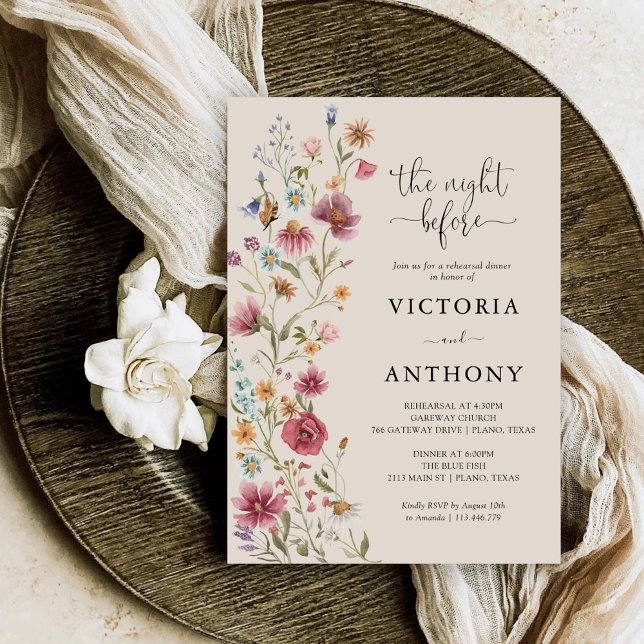 Invitación a la cena de Boho Wildflowers (Subido por el creador)