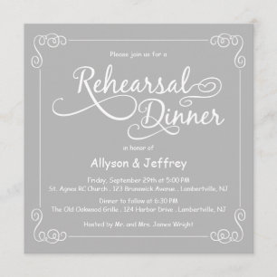Invitación a la cena de Chalkboard Gray Boda