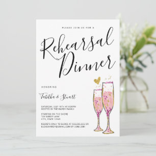 Invitación a la cena de Champagne Gold Heart