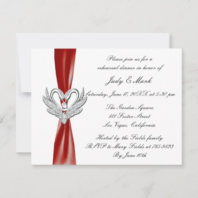 Invitación a la cena de cisnes plateados de cinta  (Anverso)