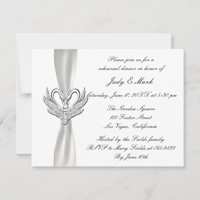 Invitación a la cena de cisnes plateados de cinta  (Anverso)
