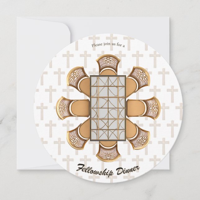 Invitación a la Cena de Compañerismo Redonda Elega (Anverso)