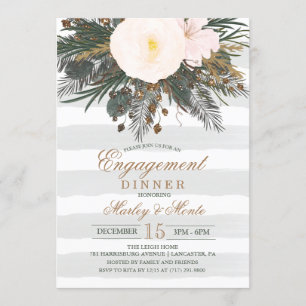 Invitación a la cena de compromiso con flores de i