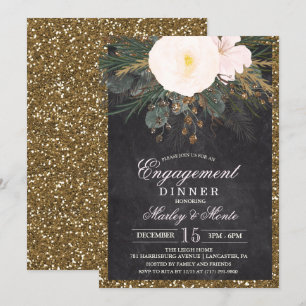 Invitación a la cena de compromiso con flores de i