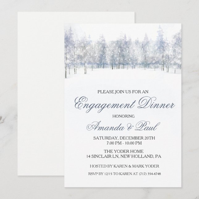 Invitación a la Cena de Compromiso de Invierno (Anverso / Reverso)