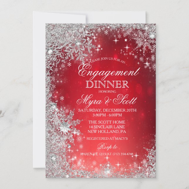 Invitación a la cena de compromiso de vacaciones d (Anverso)