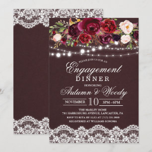 Invitación a la cena de compromiso floral de otoño
