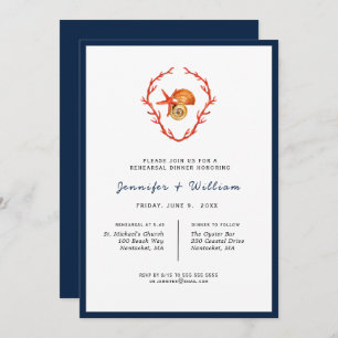Invitación a la cena de Coral y conchas