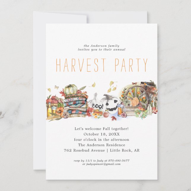 Invitación a la cena de cosecha moderna (Anverso)
