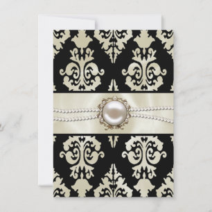 Invitación a la cena de crema y Boda negro