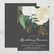 Invitación a la cena de cumpleaños de Rosas purpur