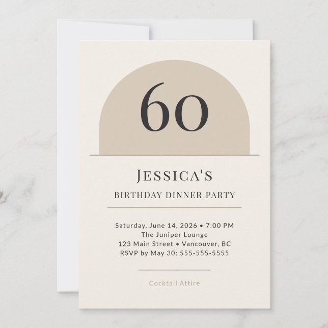 Invitación a la cena de cumpleaños número 60 con a (Anverso)