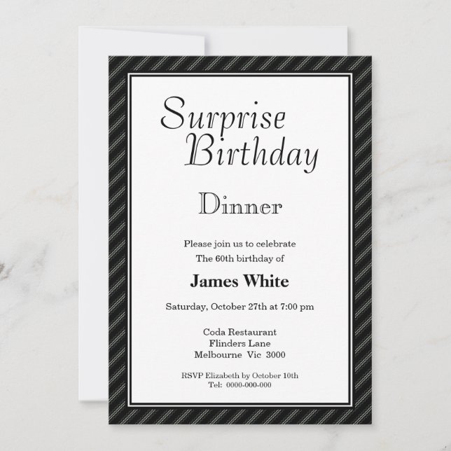Invitación a la cena de cumpleaños número 60 de so (Anverso)