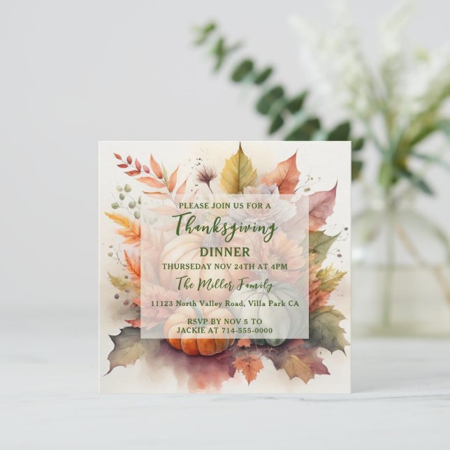 Invitación a la cena de día de gracias de los colo (Anverso de pie)