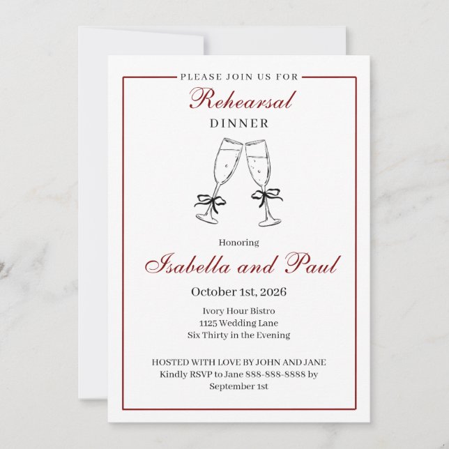 Invitación a la Cena de Ensayo  (Anverso)