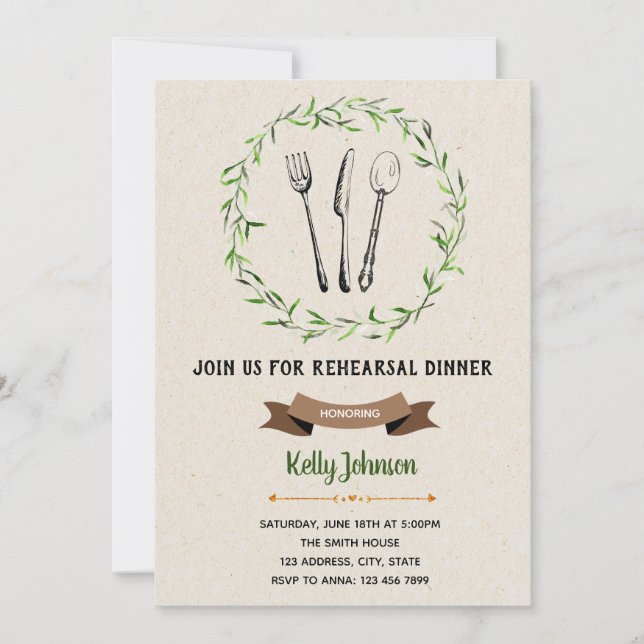 Invitación a la cena de ensayo (Anverso)