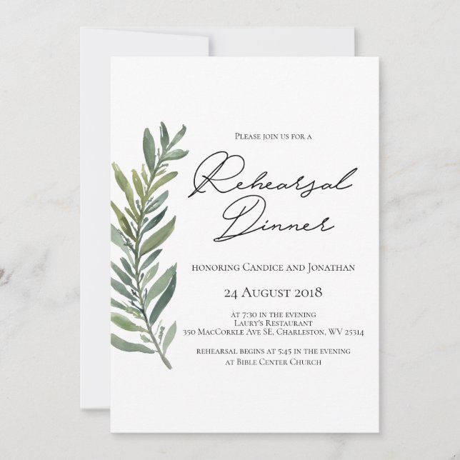 Invitación a la cena de ensayo (Anverso)