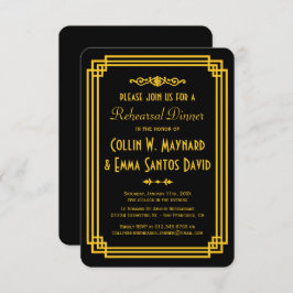 Invitación a la cena de ensayo Art Deco Black and