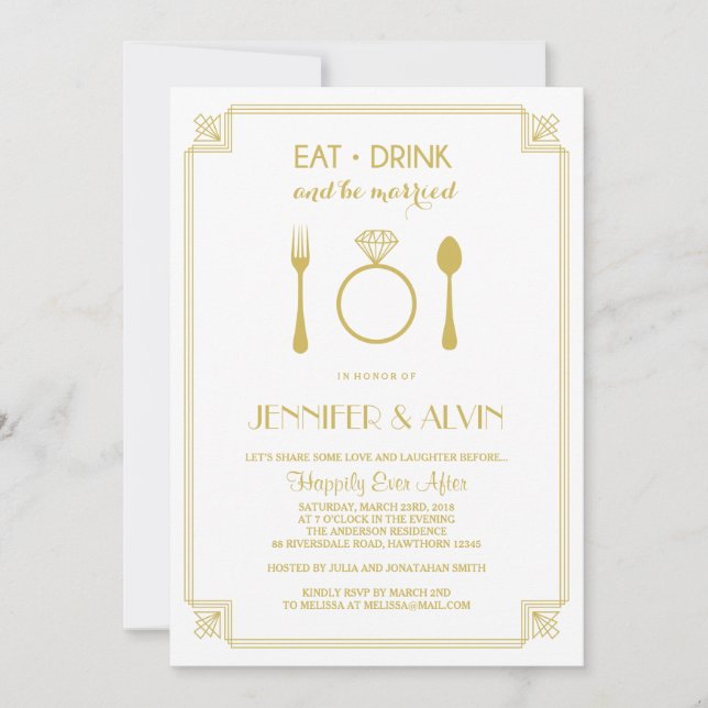 Invitación a la cena de ensayo / Bebida de Comida  (Anverso)